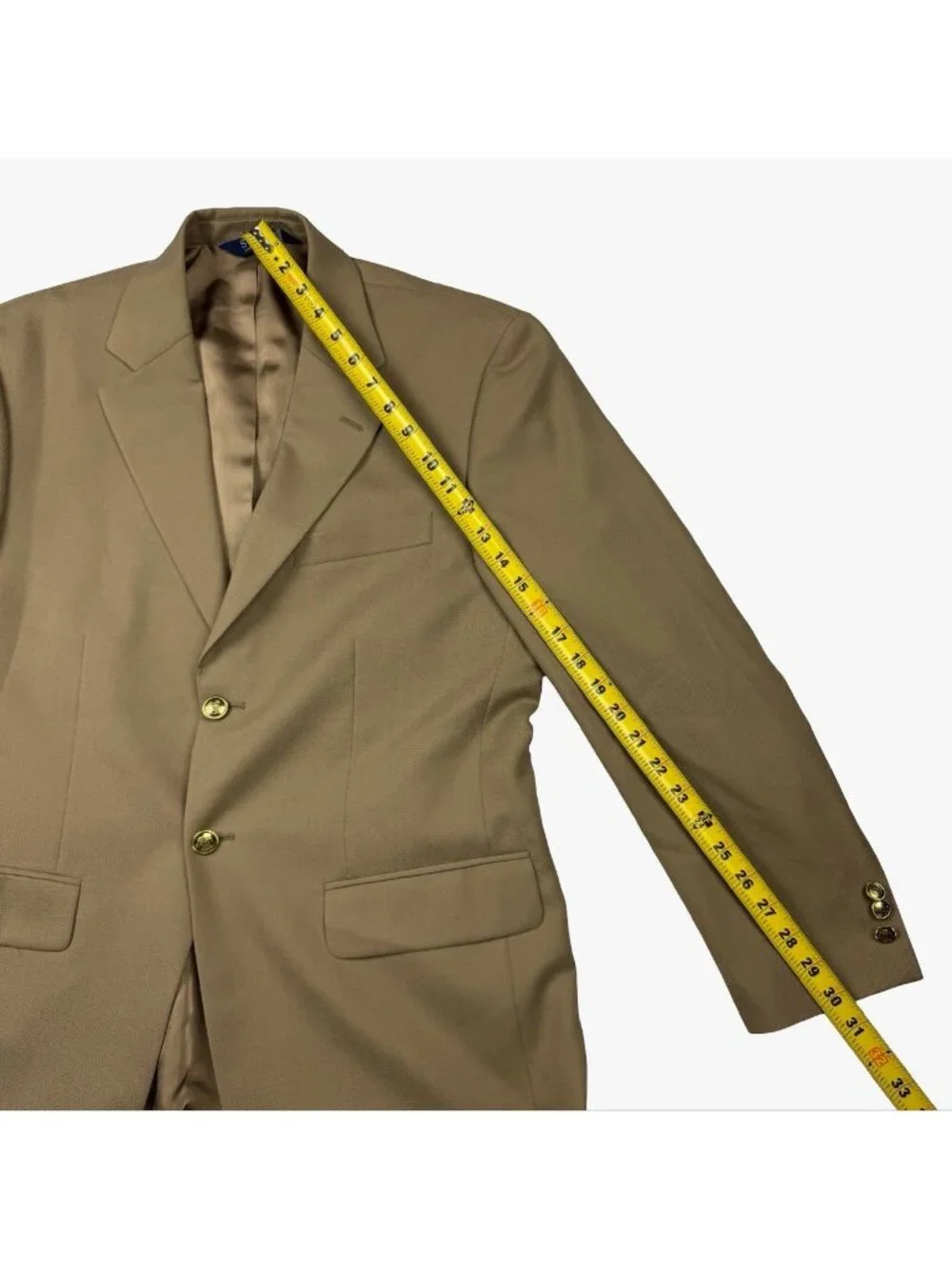 Stafford Men's Wool Blend Gold Button 2-Button Blazer Tan Brown • 40S